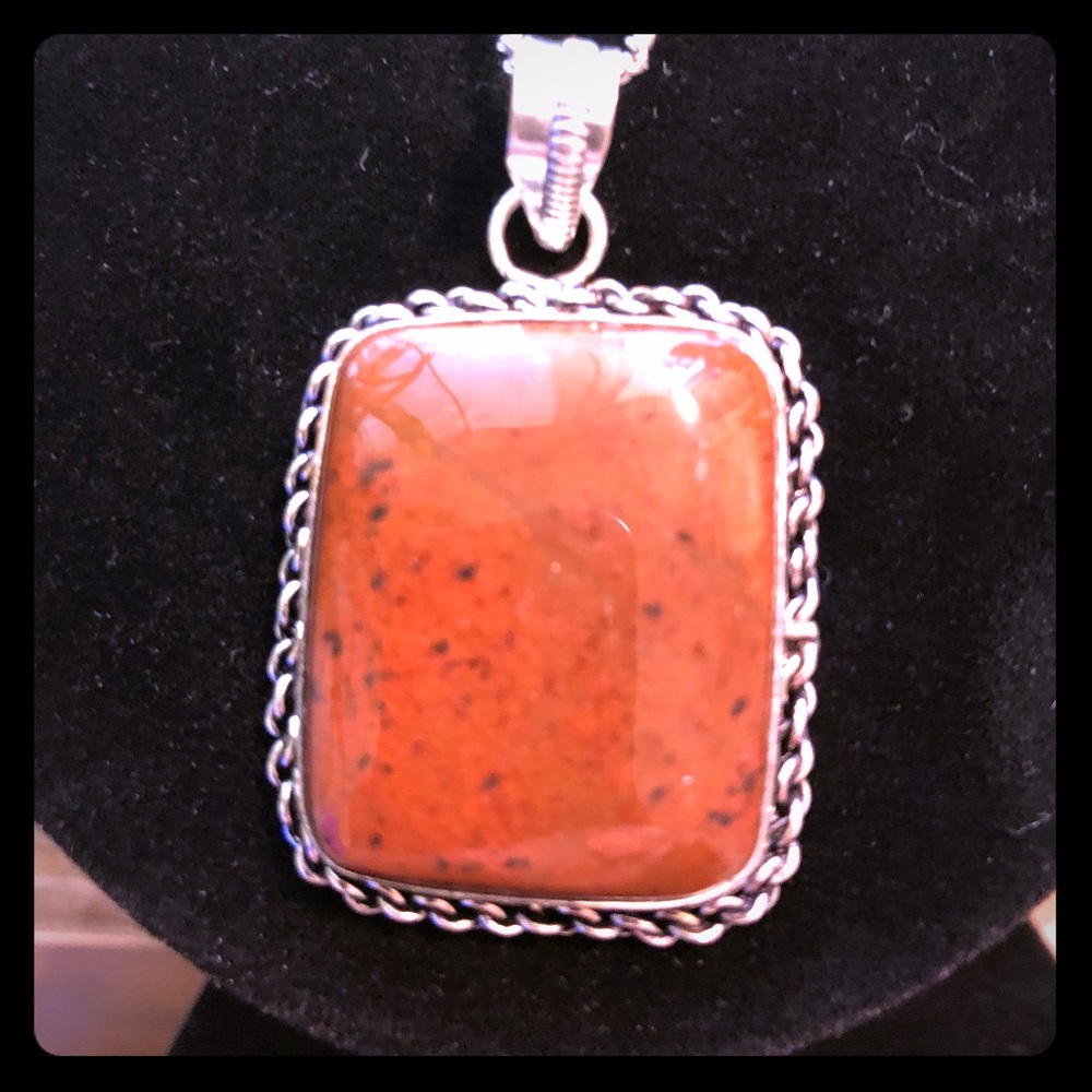Garnet with real silver pendant necklace